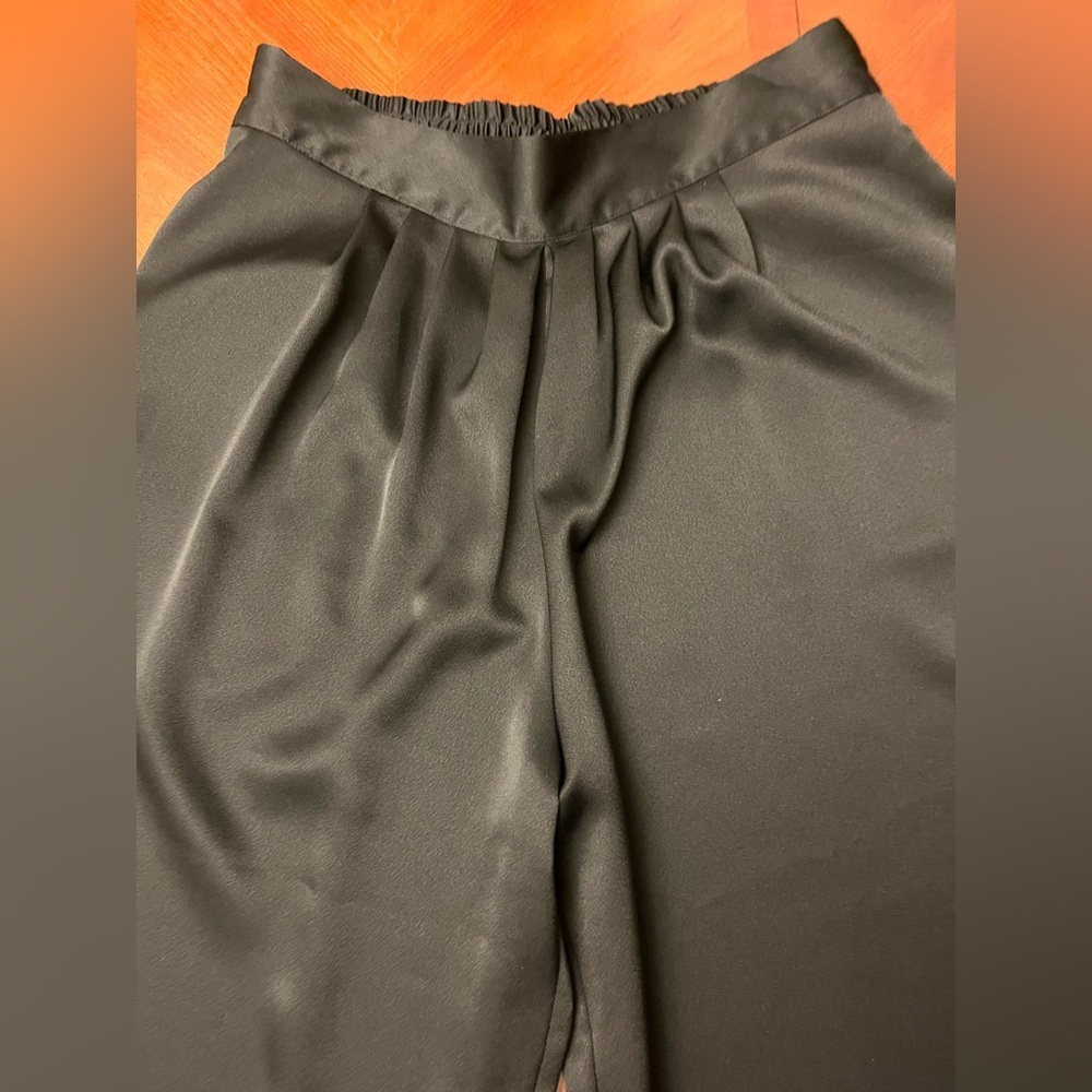 VINTAGE Marc Allan Satin Finish Wide Leg Palazzo Pants Black 10 - Picture 4 of 5